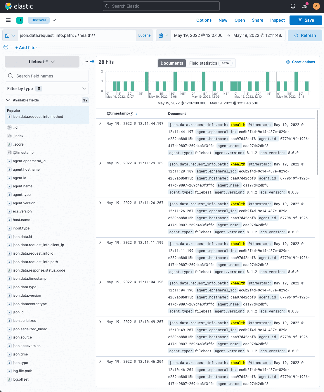 Kibana Health Check Logs